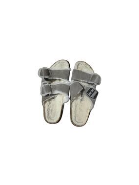 Birkenstock Arizona Shearling Sandals — Gray Suede,  US W9 / EU 40
